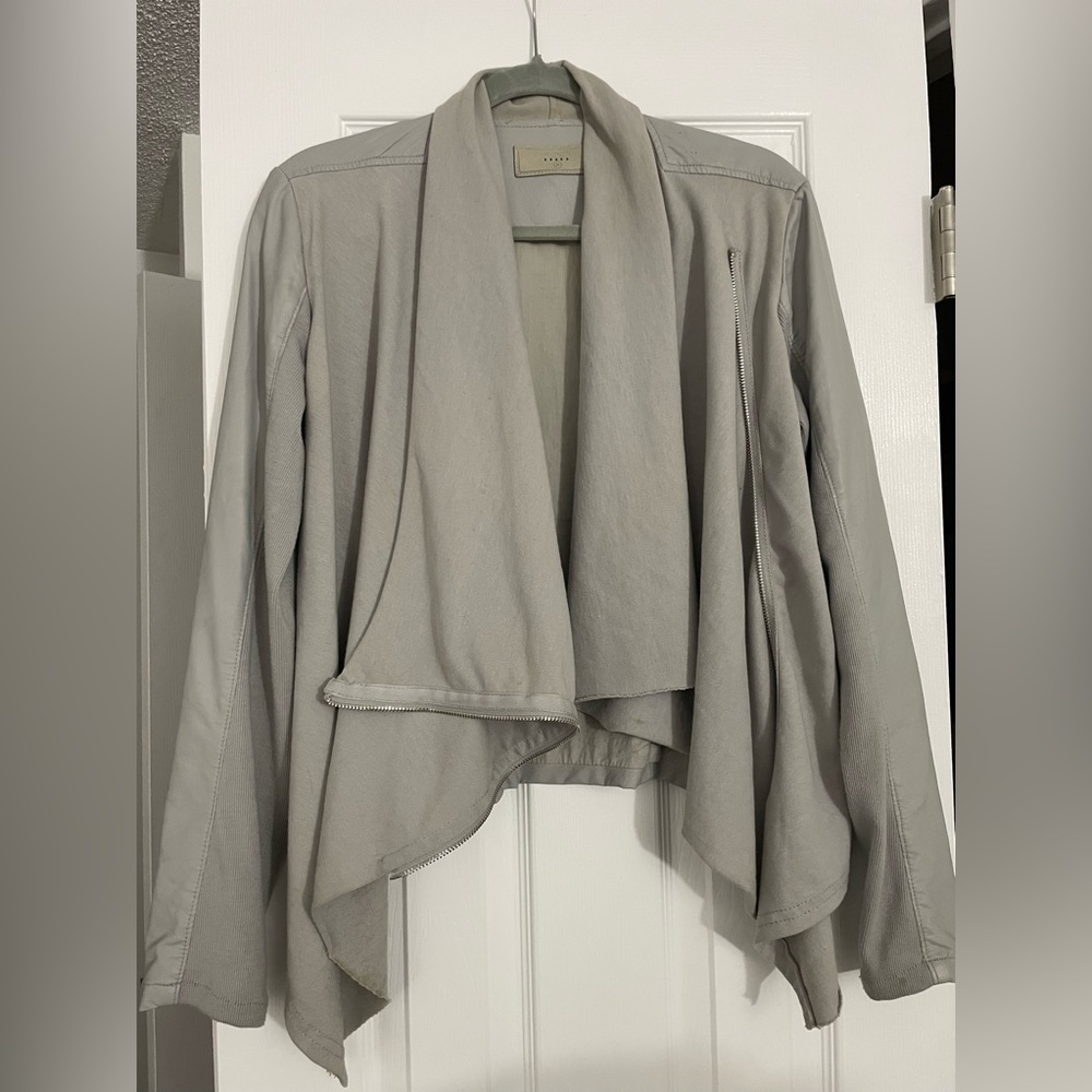 soft pleather jacket that can dress up any jeans! It’s got a zip up feature.